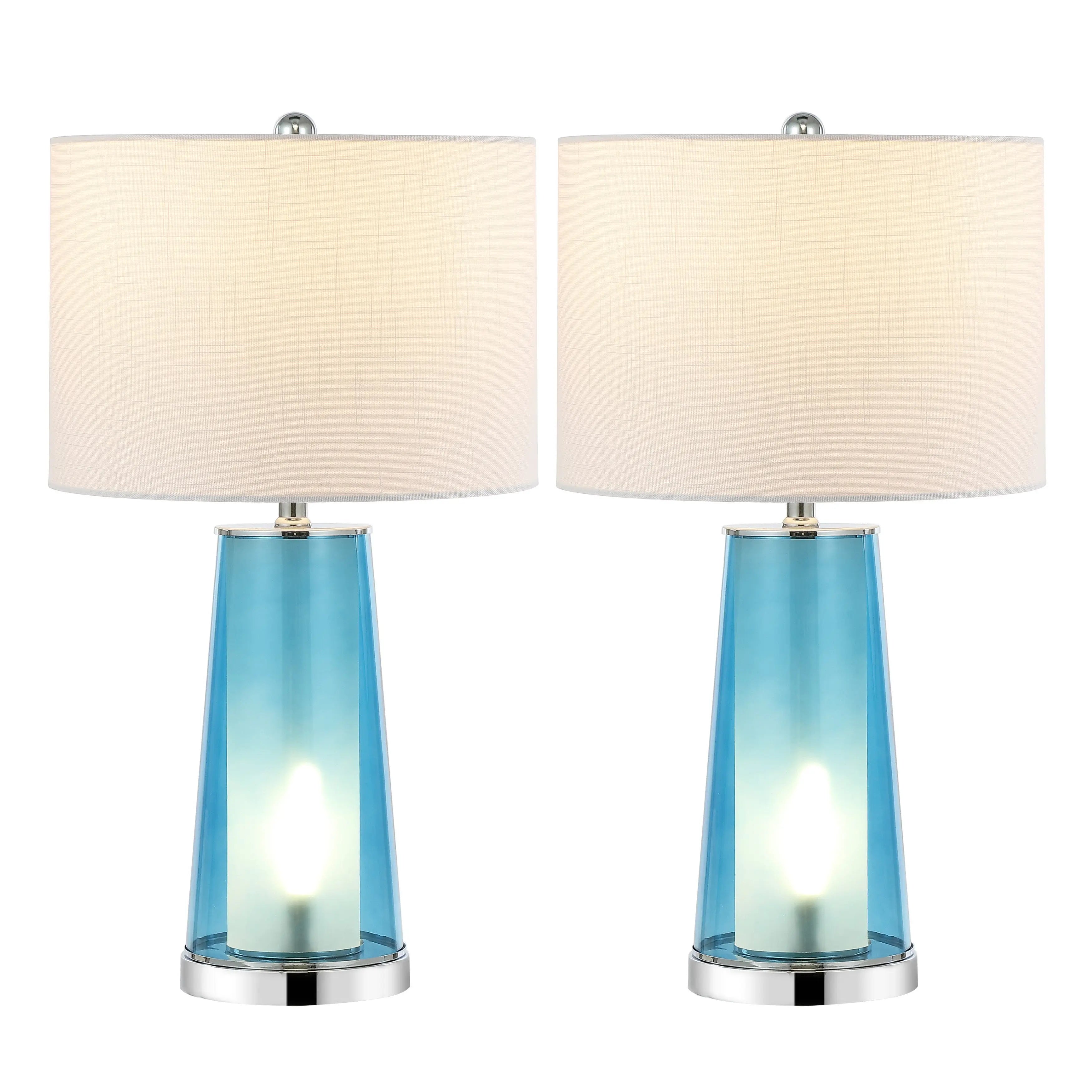 Set of Two 26" Silver Lighthouse Table Lamps With Drum Shades Homeroots Lighting