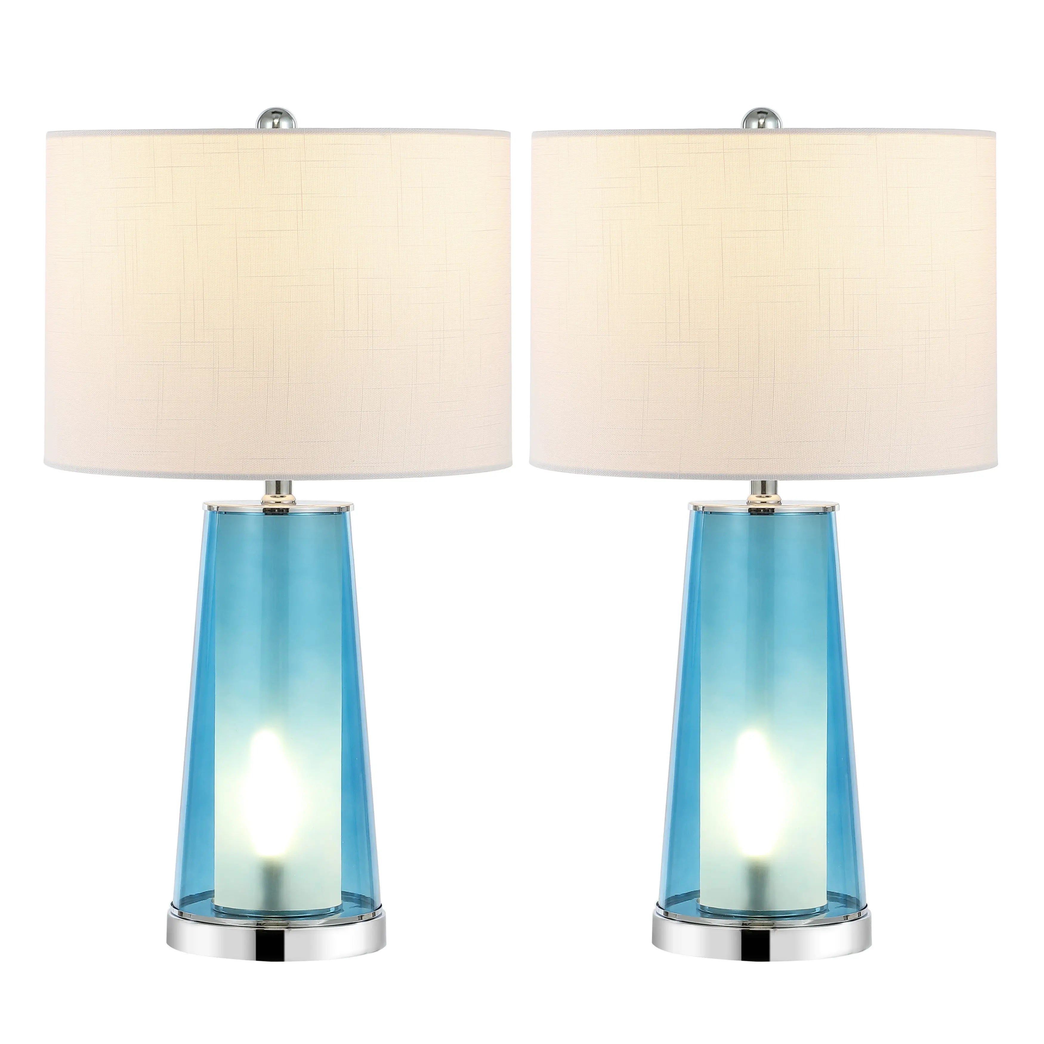 Set of Two 26" Silver Lighthouse Table Lamps With Drum Shades Homeroots Lighting