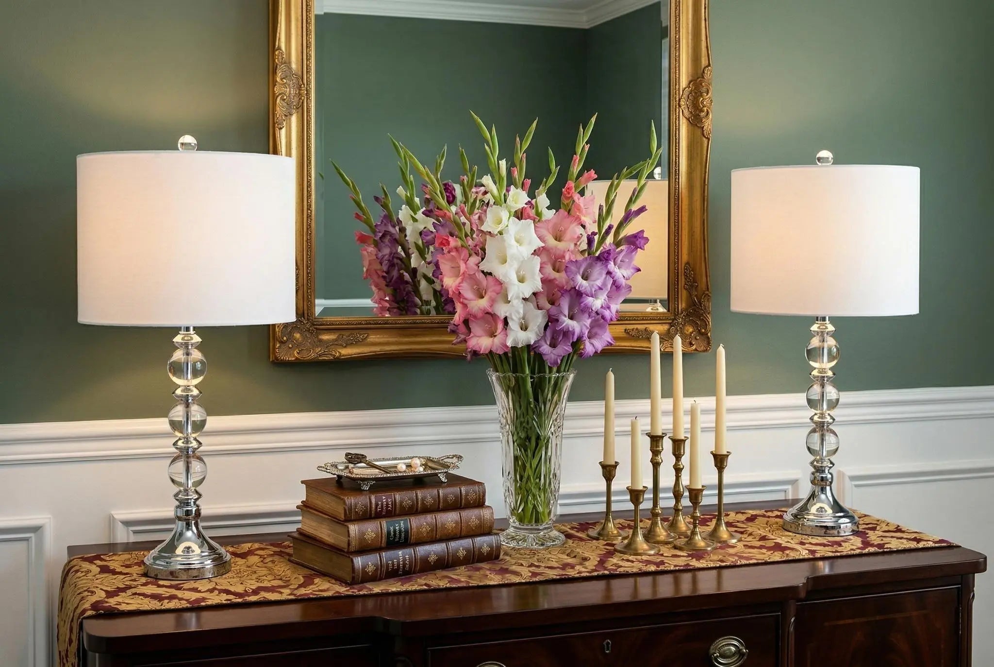 Set of Two 26" Silver Table Lamps With Drum Shades Homeroots Lighting