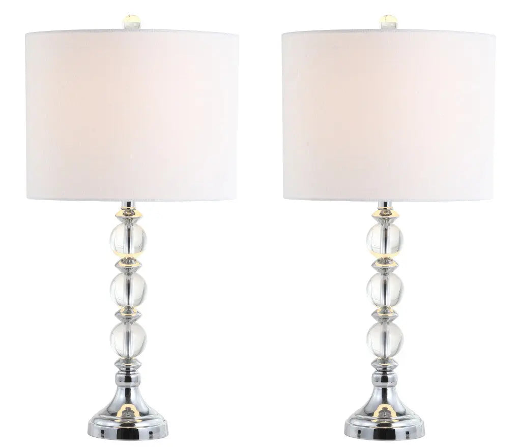 Set of Two 26" Silver Table Lamps With Drum Shades Homeroots Lighting