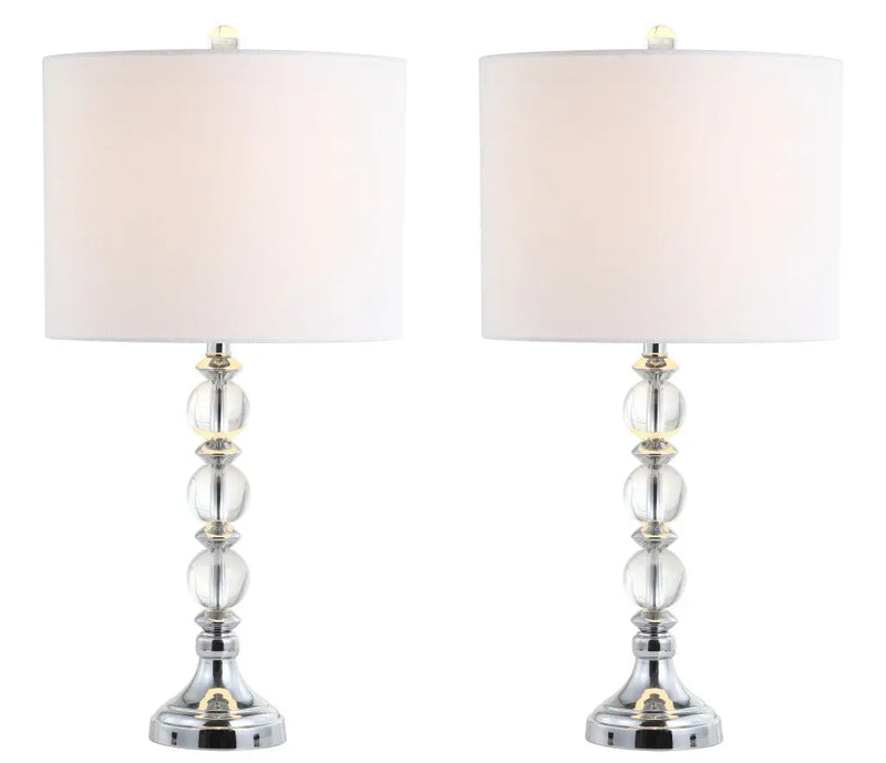 Set of Two 26" Silver Table Lamps With Drum Shades Homeroots Lighting
