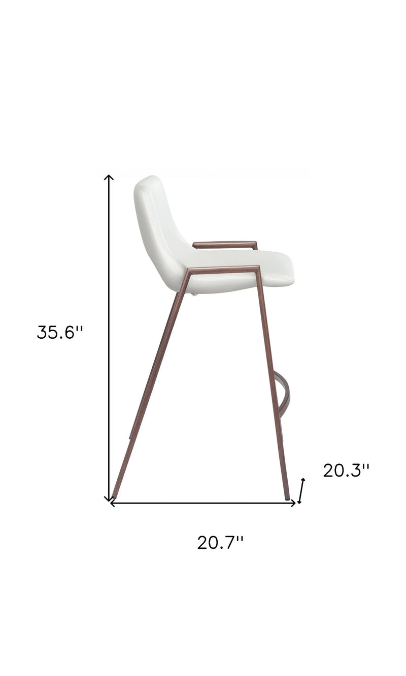 Set of Two 26" White And Brown Steel Low Back Counter Height Bar Chairs Homeroots Living Room