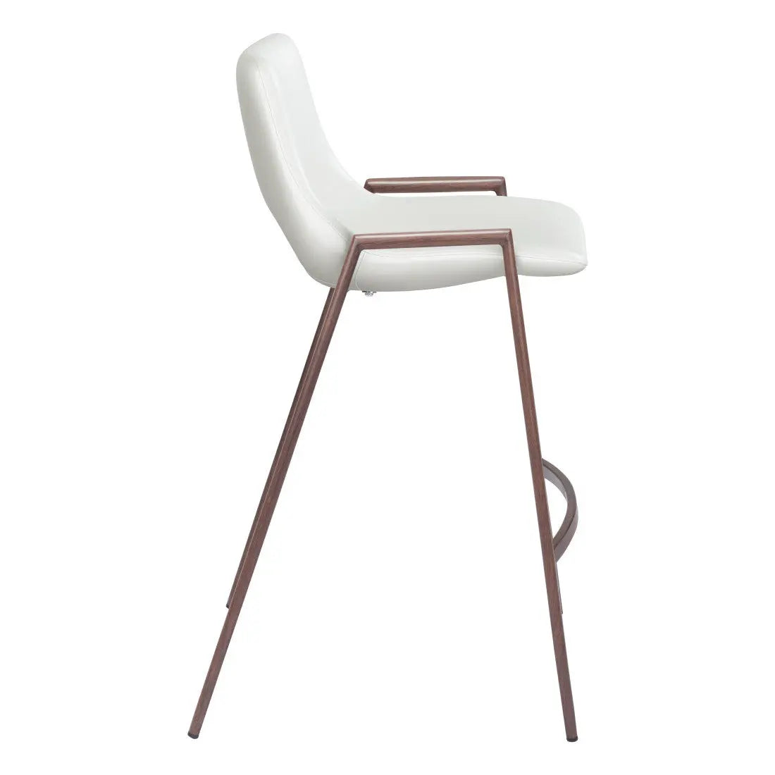 Set of Two 26" White And Brown Steel Low Back Counter Height Bar Chairs Homeroots Living Room