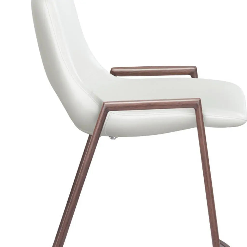 Set of Two 26" White And Brown Steel Low Back Counter Height Bar Chairs Homeroots Living Room
