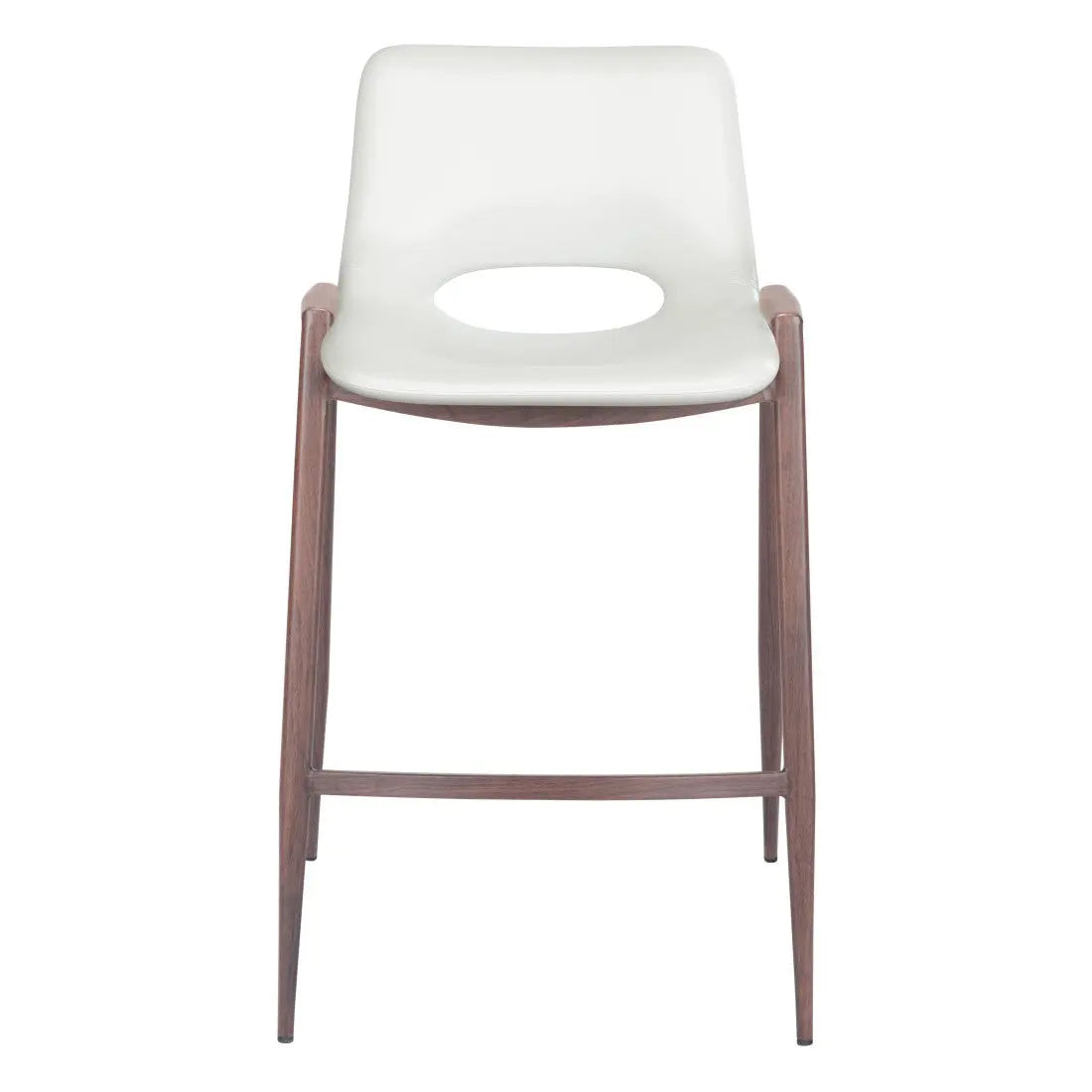 Set of Two 26" White And Brown Steel Low Back Counter Height Bar Chairs Homeroots Living Room