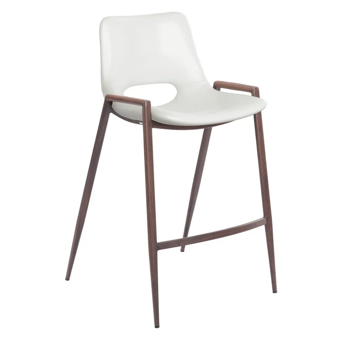Set of Two 26" White And Brown Steel Low Back Counter Height Bar Chairs Homeroots Living Room