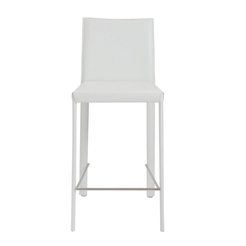 Set of Two 26" White Steel Low Back Counter Height Bar Chairs Homeroots Living Room