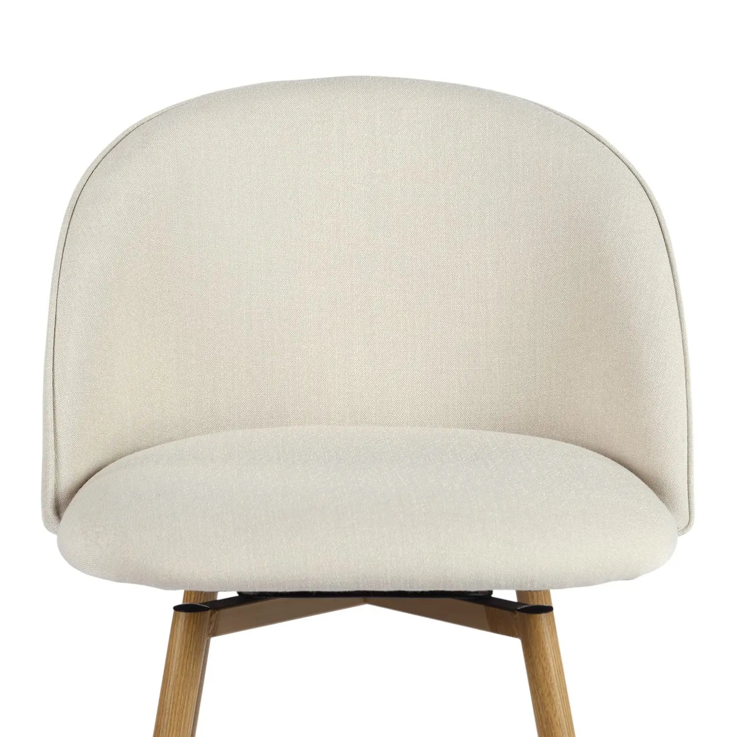 Set of Two 27" Beige and Oak Fabric and Metal Counter Height Swivel Bar Chairs Homeroots Living Room