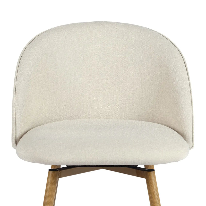 Set of Two 27" Beige and Oak Fabric and Metal Counter Height Swivel Bar Chairs Homeroots Living Room