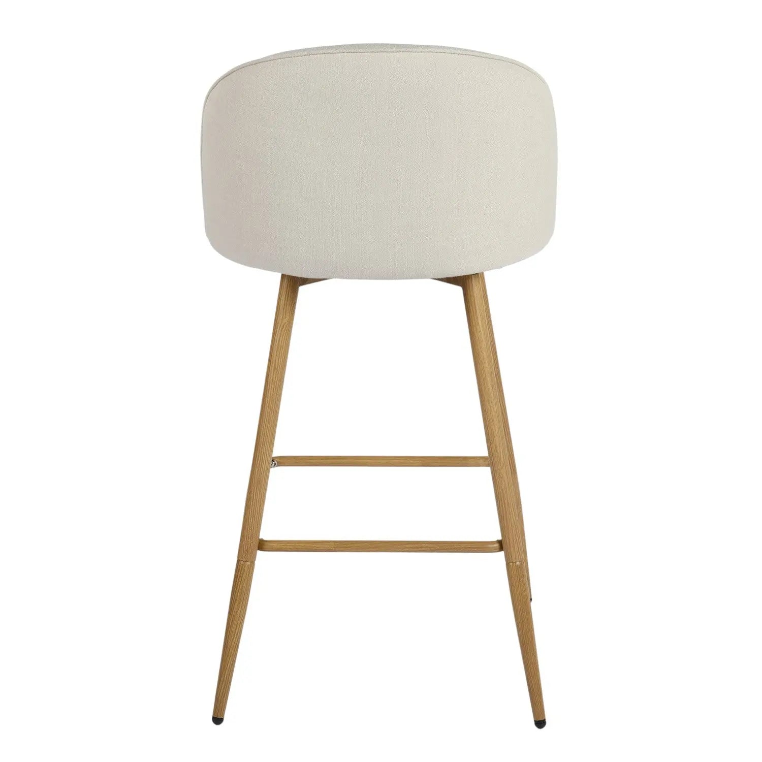 Set of Two 27" Beige and Oak Fabric and Metal Counter Height Swivel Bar Chairs Homeroots Living Room