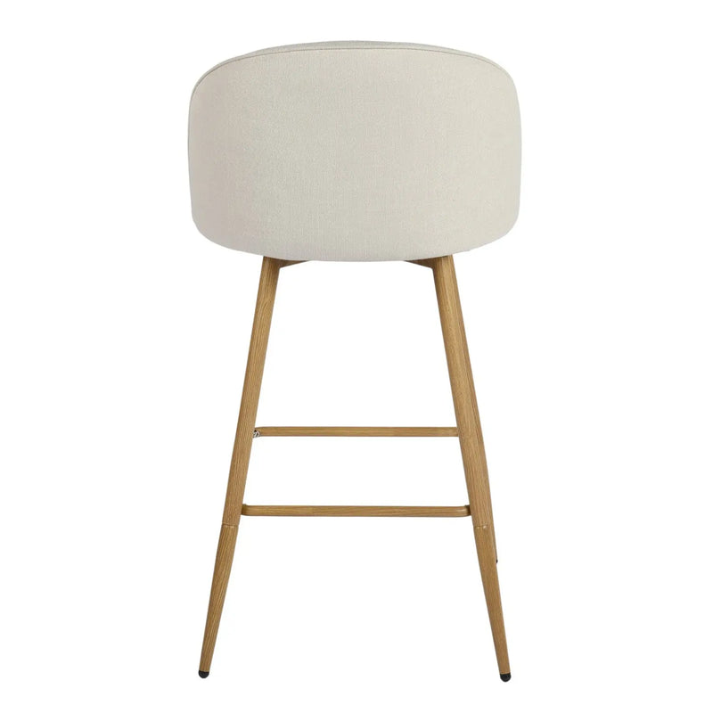 Set of Two 27" Beige and Oak Fabric and Metal Counter Height Swivel Bar Chairs Homeroots Living Room