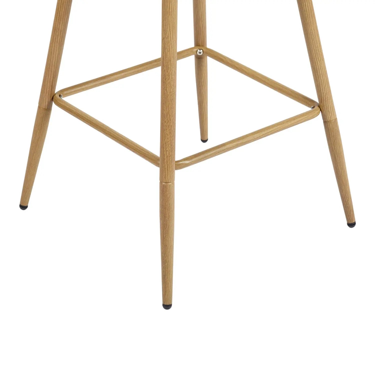 Set of Two 27" Beige and Oak Fabric and Metal Counter Height Swivel Bar Chairs Homeroots Living Room