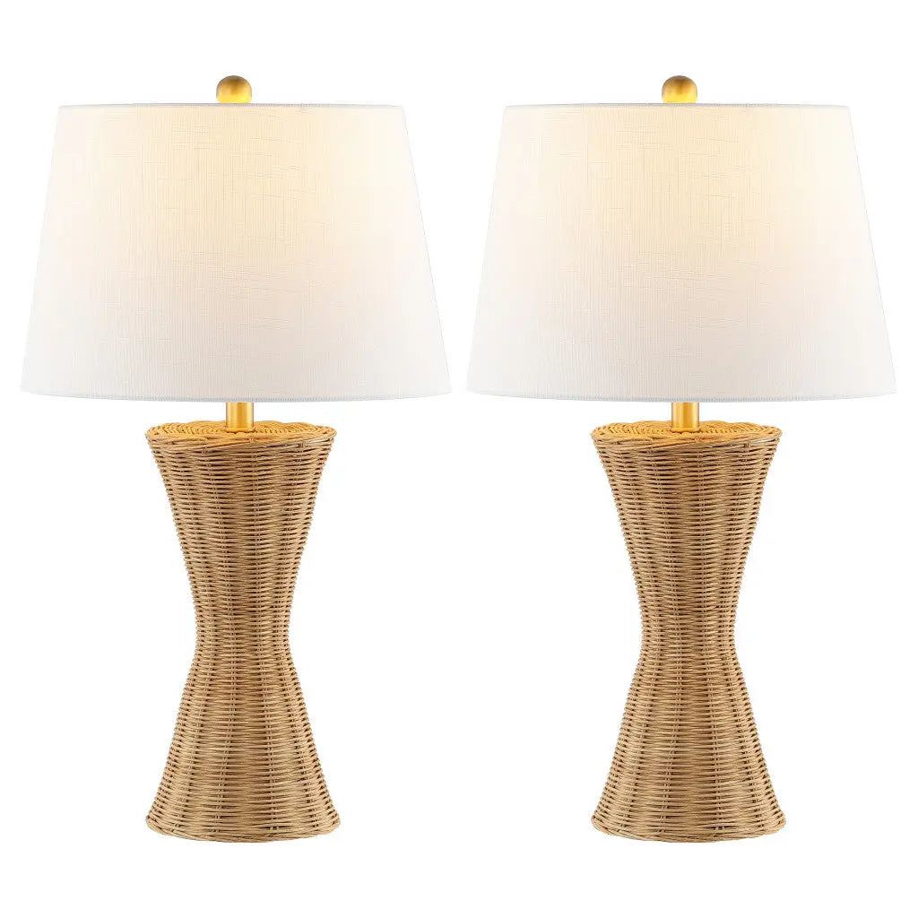 Set of Two 27" Clear Novelty Table Lamps With Empire Shades Homeroots Lighting