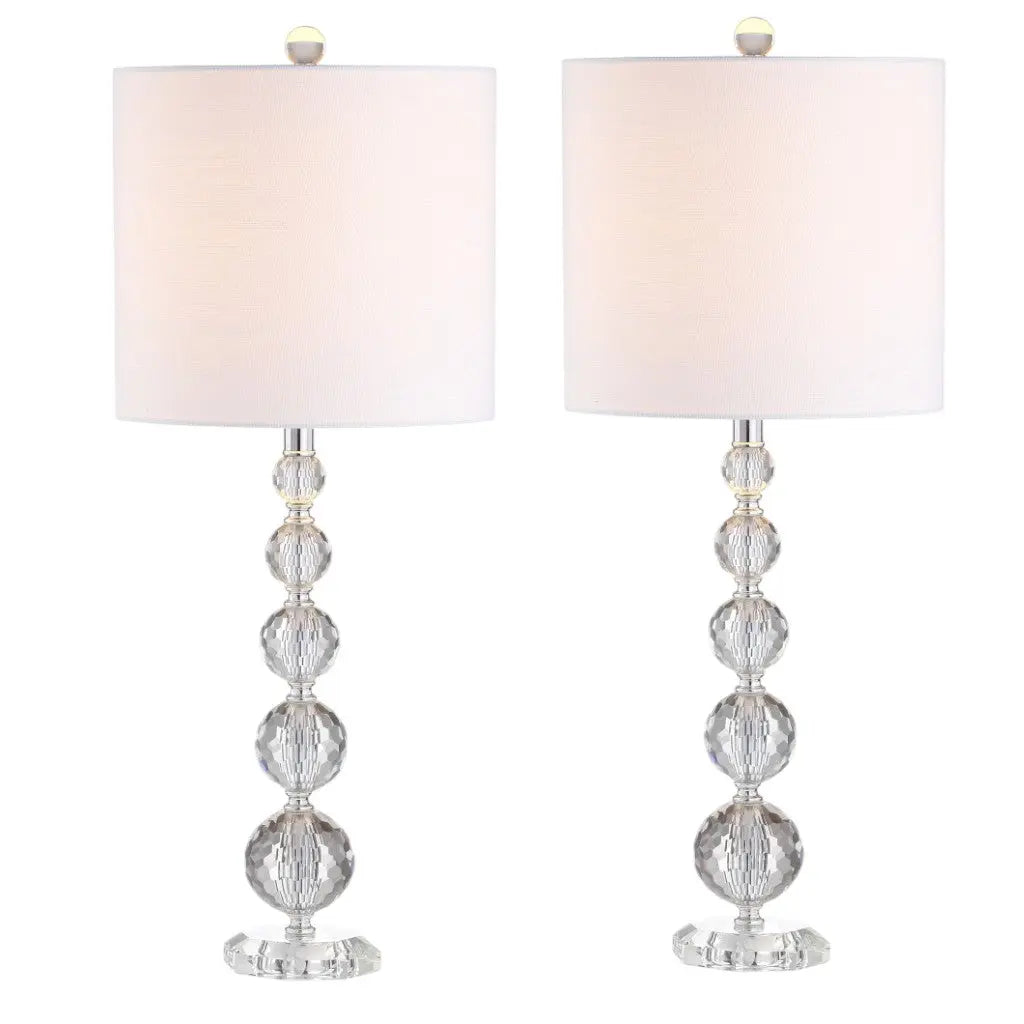 Set of Two 27" Clear Table Lamps With Drum Shades Homeroots Lighting