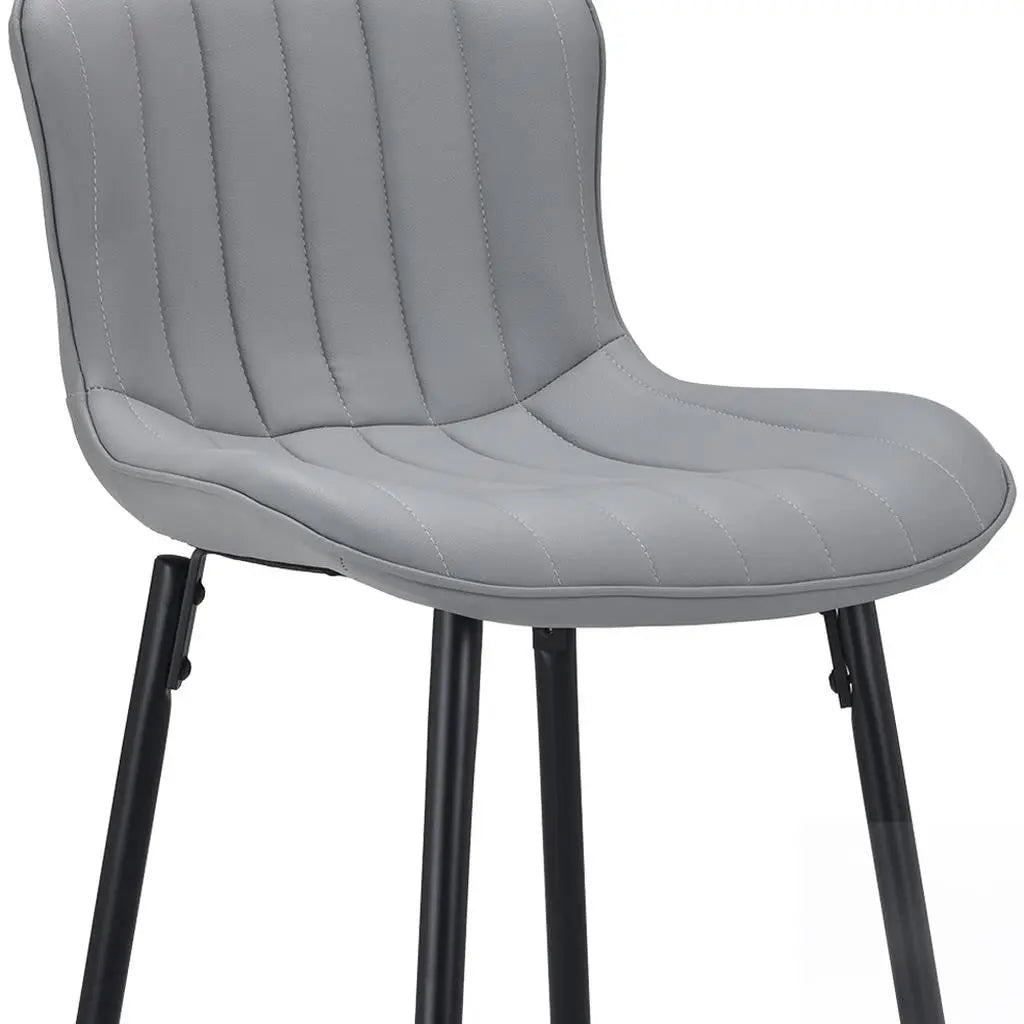 Set of Two 27" Gray and Black Faux Leather and Metal Low Back Counter Height Bar Chairs Homeroots Living Room