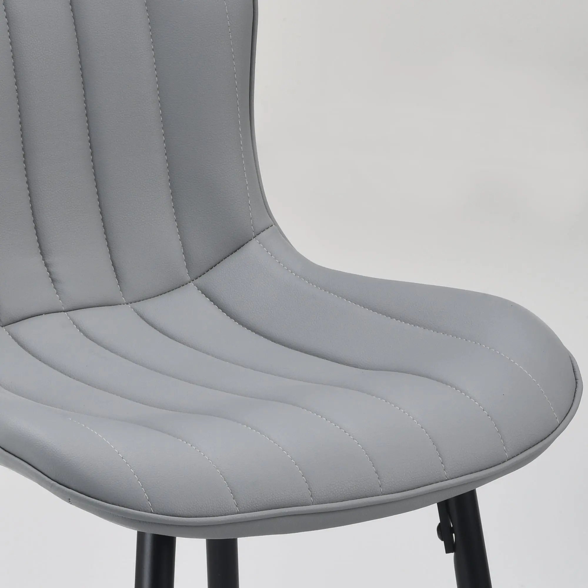 Set of Two 27" Gray and Black Faux Leather and Metal Low Back Counter Height Bar Chairs Homeroots Living Room