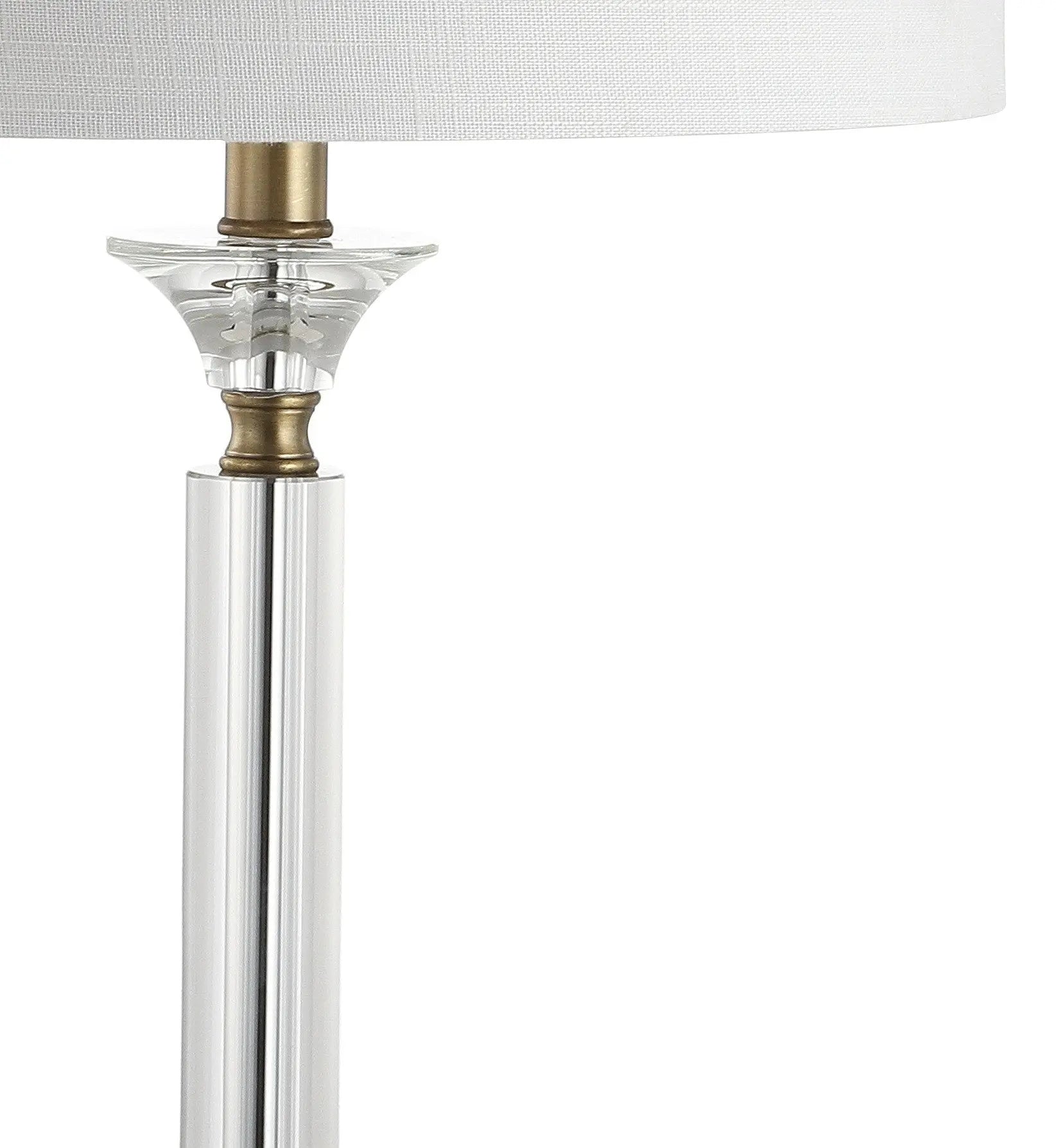 Set of Two 28" Clear And Gold Table Lamps With Drum Shades Homeroots Lighting