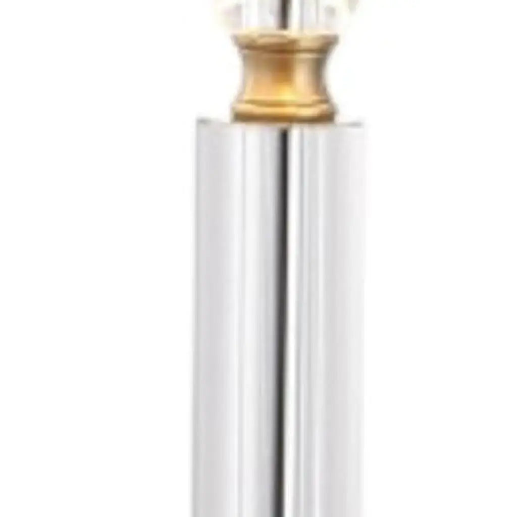Set of Two 28" Clear And Gold Table Lamps With Drum Shades Homeroots Lighting