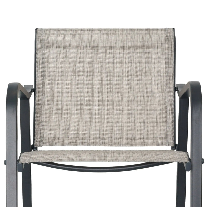 Set of Two 28" Gray Steel Outdoor Bar Height Chairs with Footrest Homeroots Outdoor