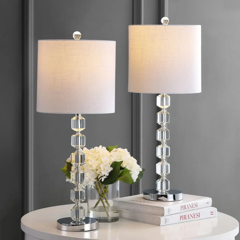 Set of Two 28" Silver Table Lamps With Drum Shades Homeroots Lighting