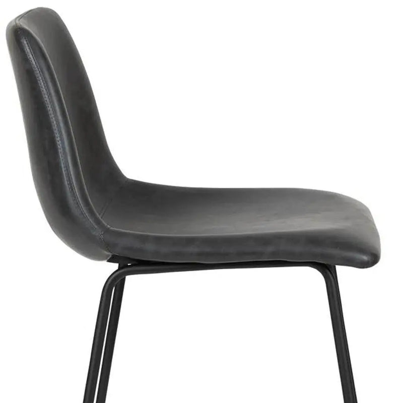 Set of Two 29" Black Faux Leather and Aluminum Bar Height Bar Chairs Homeroots Living Room