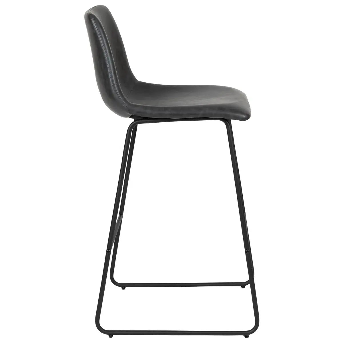 Set of Two 29" Black Faux Leather and Aluminum Bar Height Bar Chairs Homeroots Living Room