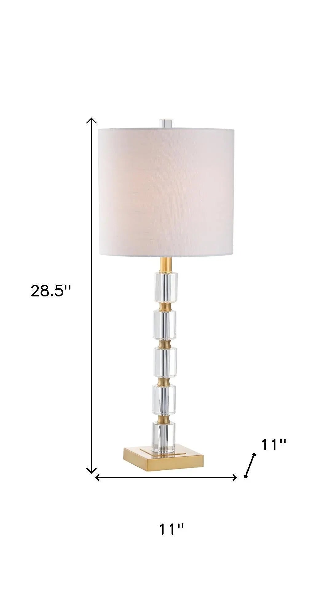 Set of Two 29" Clear And Brass Novelty Table Lamps With Drum Shades Homeroots Lighting