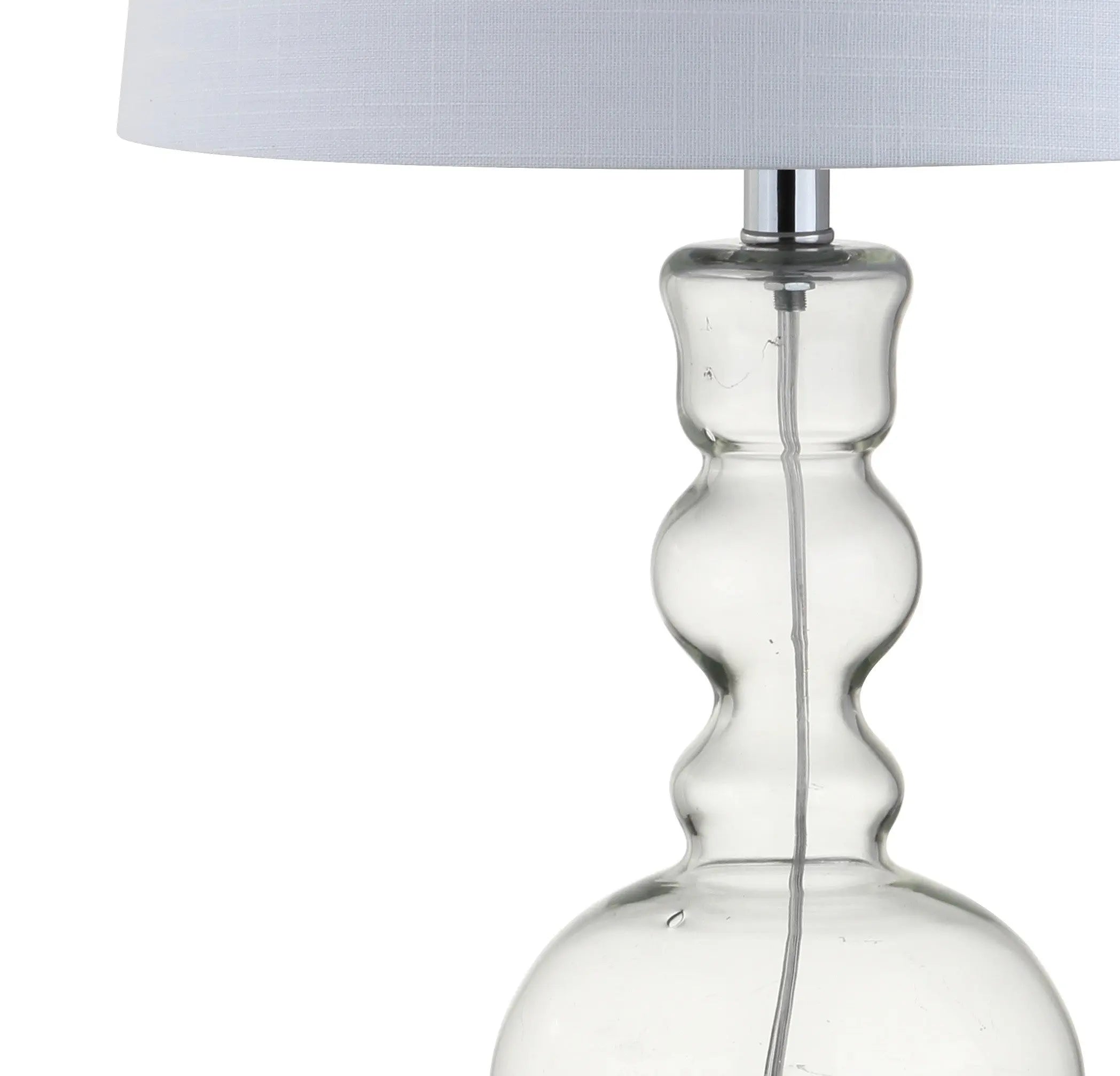 Set of Two 29" Clear Novelty Table Lamps With Drum Shades Homeroots Lighting