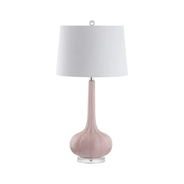 Set of Two 29" Clear Novelty Table Lamps With Drum Shades Homeroots Lighting