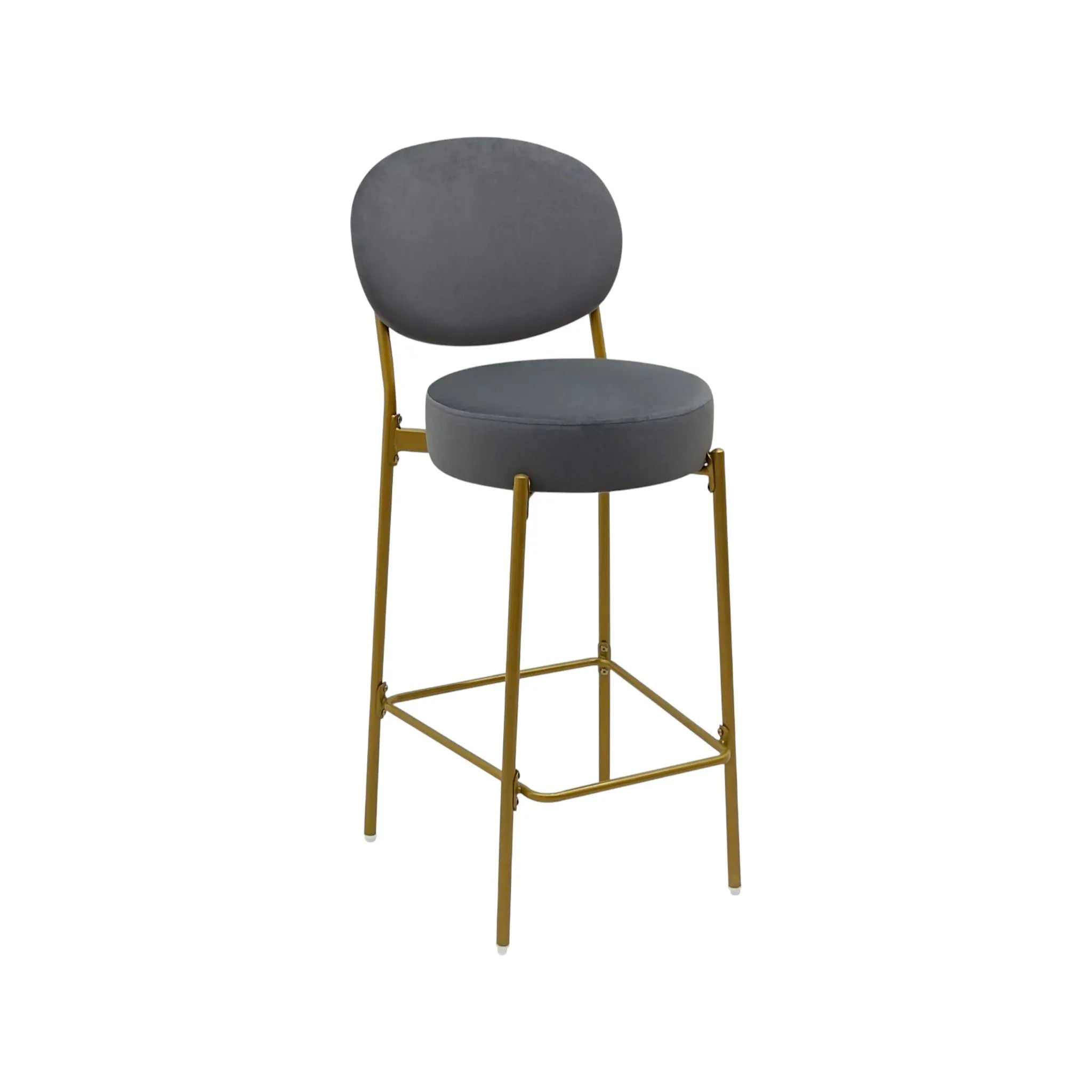 Set of Two 29" Gray and Gold Velvet and Metal Low Back Bar Height Bar Chairs Homeroots Living Room