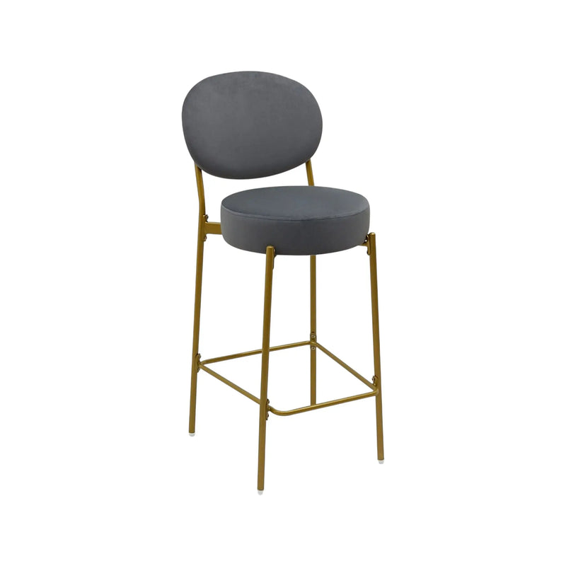 Set of Two 29" Gray and Gold Velvet and Metal Low Back Bar Height Bar Chairs Homeroots Living Room