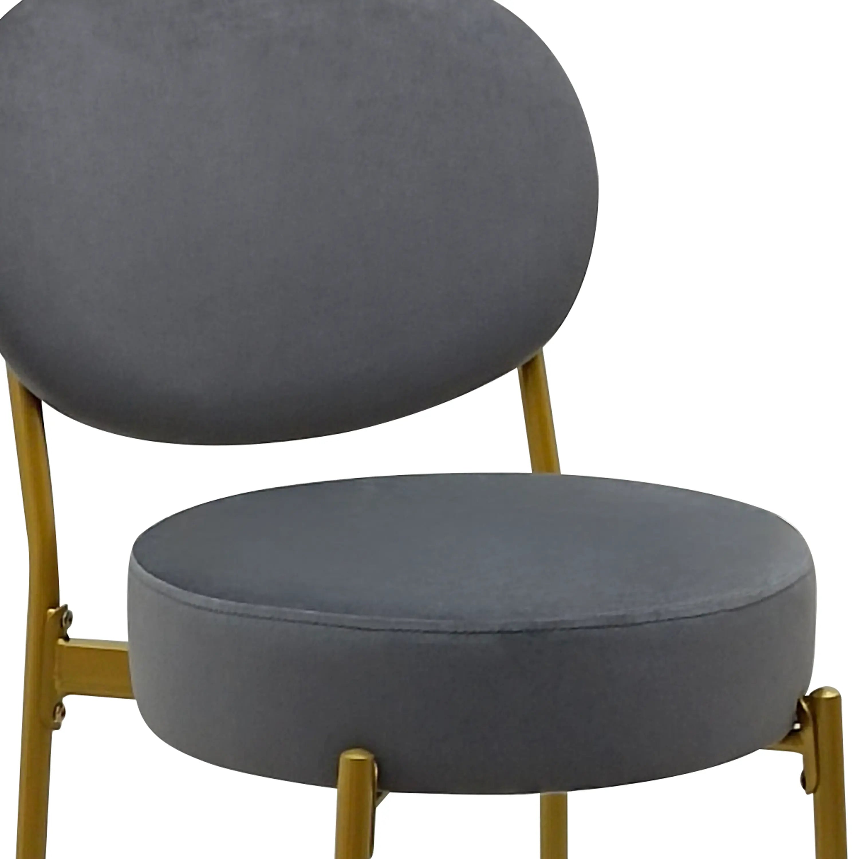 Set of Two 29" Gray and Gold Velvet and Metal Low Back Bar Height Bar Chairs Homeroots Living Room