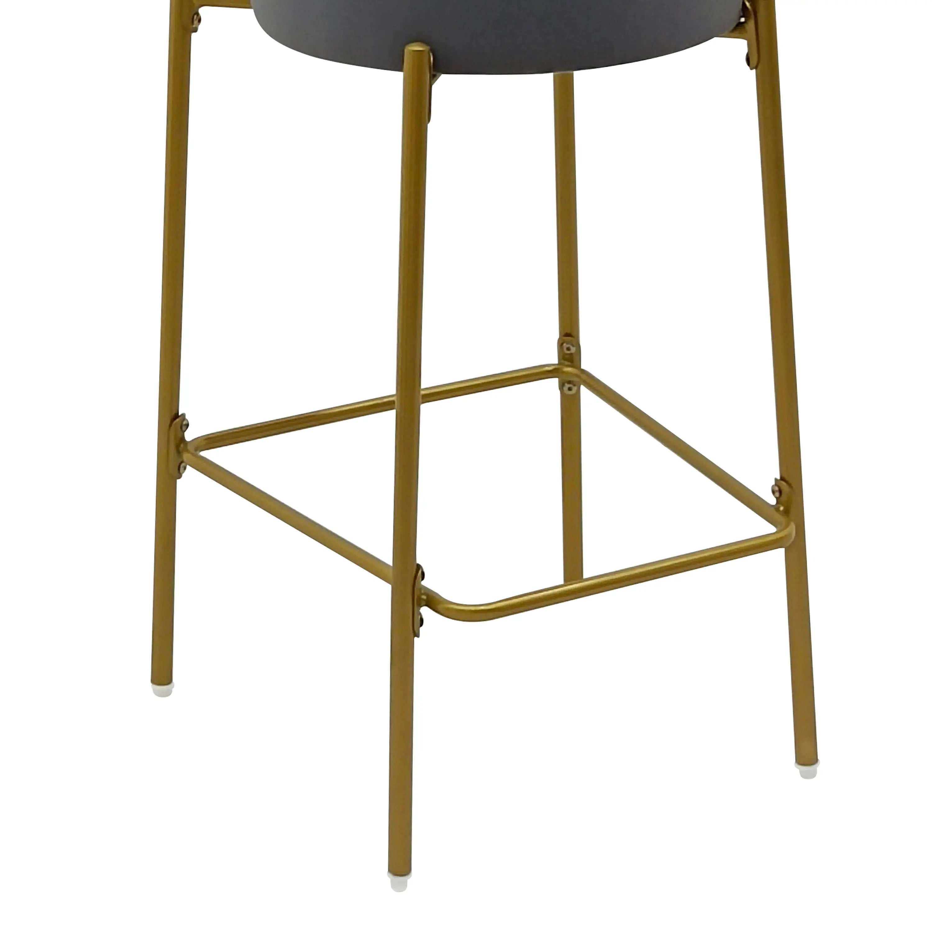 Set of Two 29" Gray and Gold Velvet and Metal Low Back Bar Height Bar Chairs Homeroots Living Room