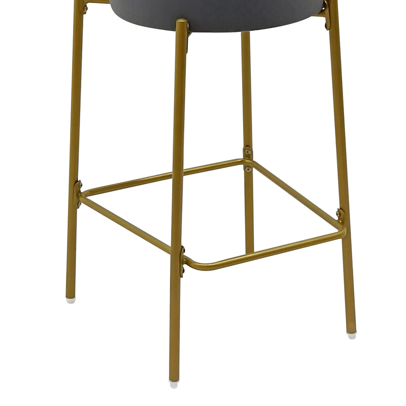 Set of Two 29" Gray and Gold Velvet and Metal Low Back Bar Height Bar Chairs Homeroots Living Room