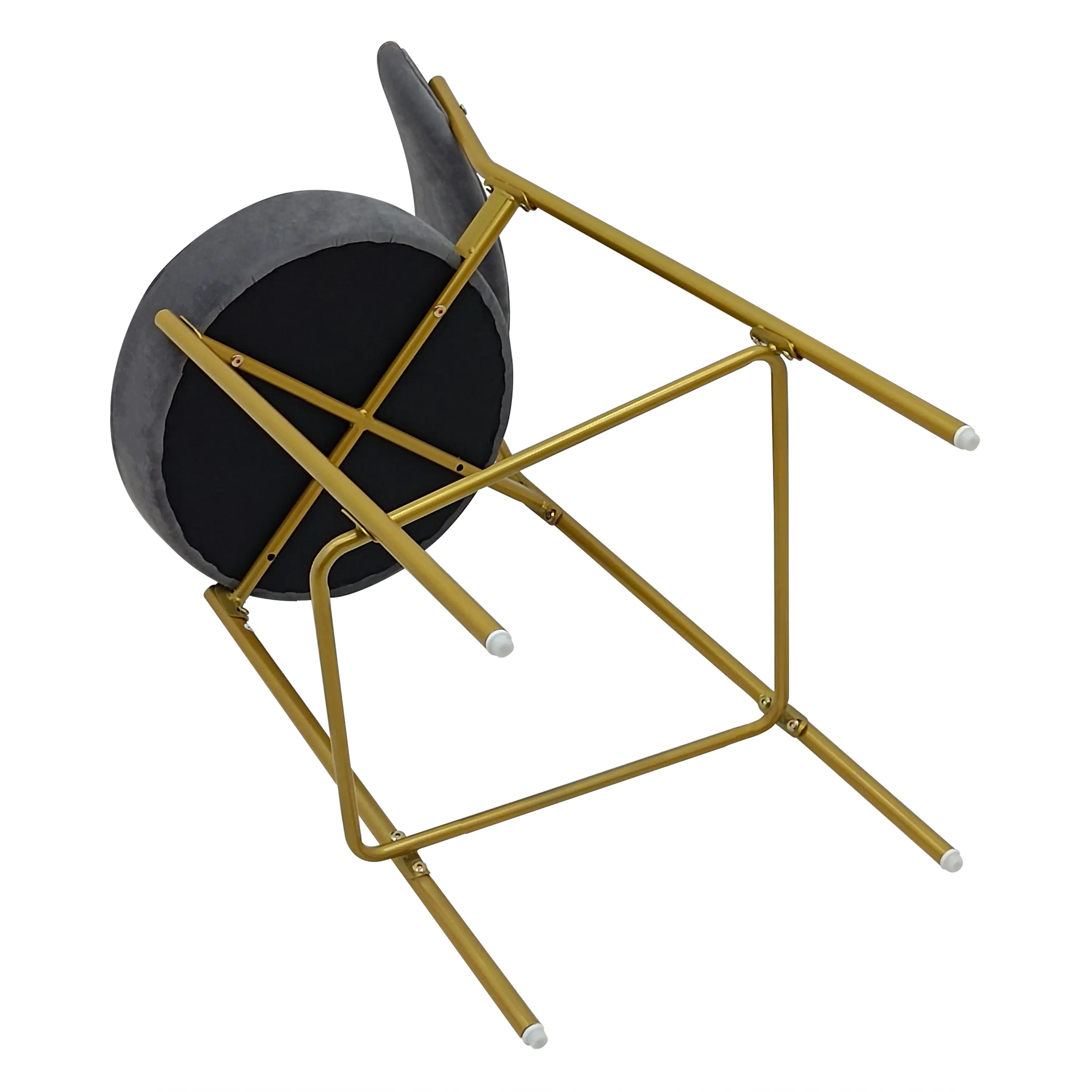 Set of Two 29" Gray and Gold Velvet and Metal Low Back Bar Height Bar Chairs Homeroots Living Room
