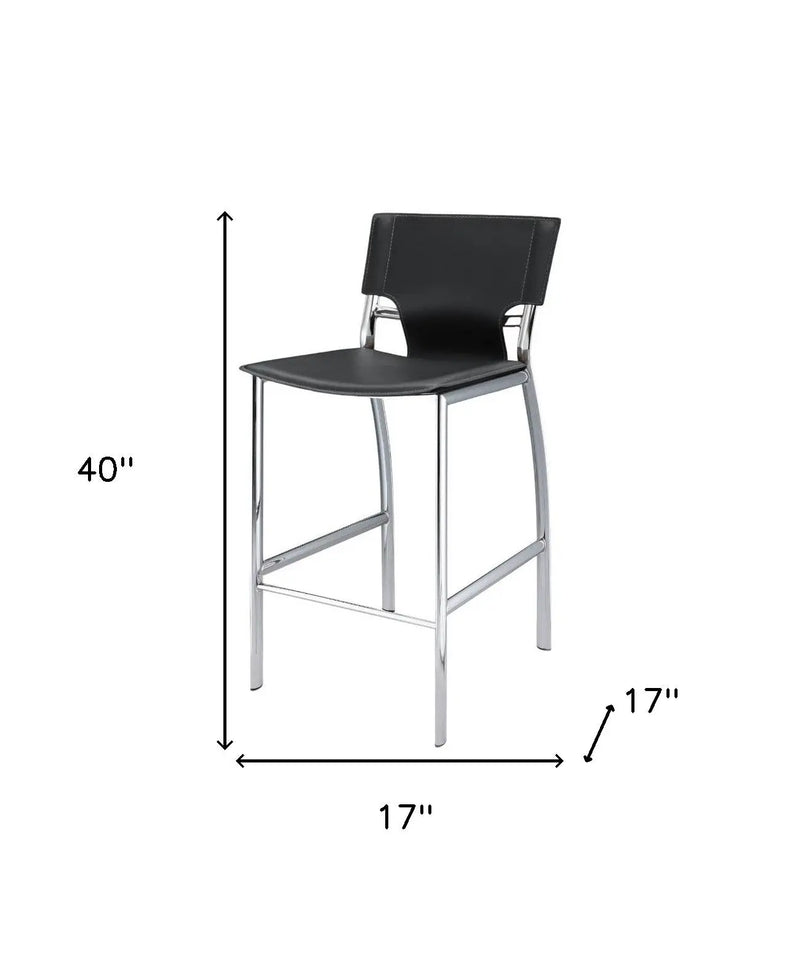 Set of Two 29" Gray and Silver Metal and Faux Leather Low Back Bar Height Bar Chairs Homeroots Living Room