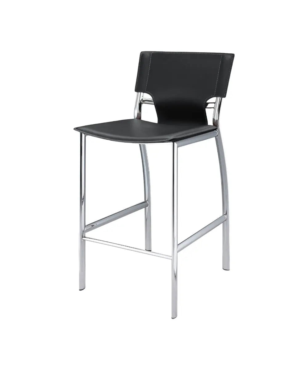 Set of Two 29" Gray and Silver Metal and Faux Leather Low Back Bar Height Bar Chairs Homeroots Living Room
