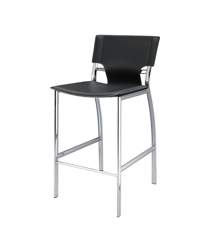 Set of Two 29" Gray and Silver Metal and Faux Leather Low Back Bar Height Bar Chairs Homeroots Living Room