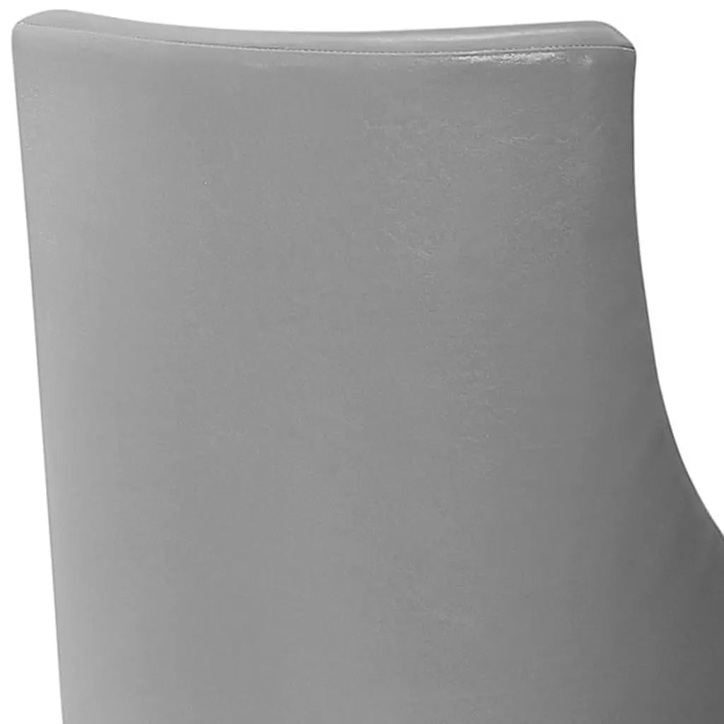 Set of Two 29" Gray and White Faux Leather and Solid Wood Bar Height Swivel Bar Chairs Homeroots Living Room