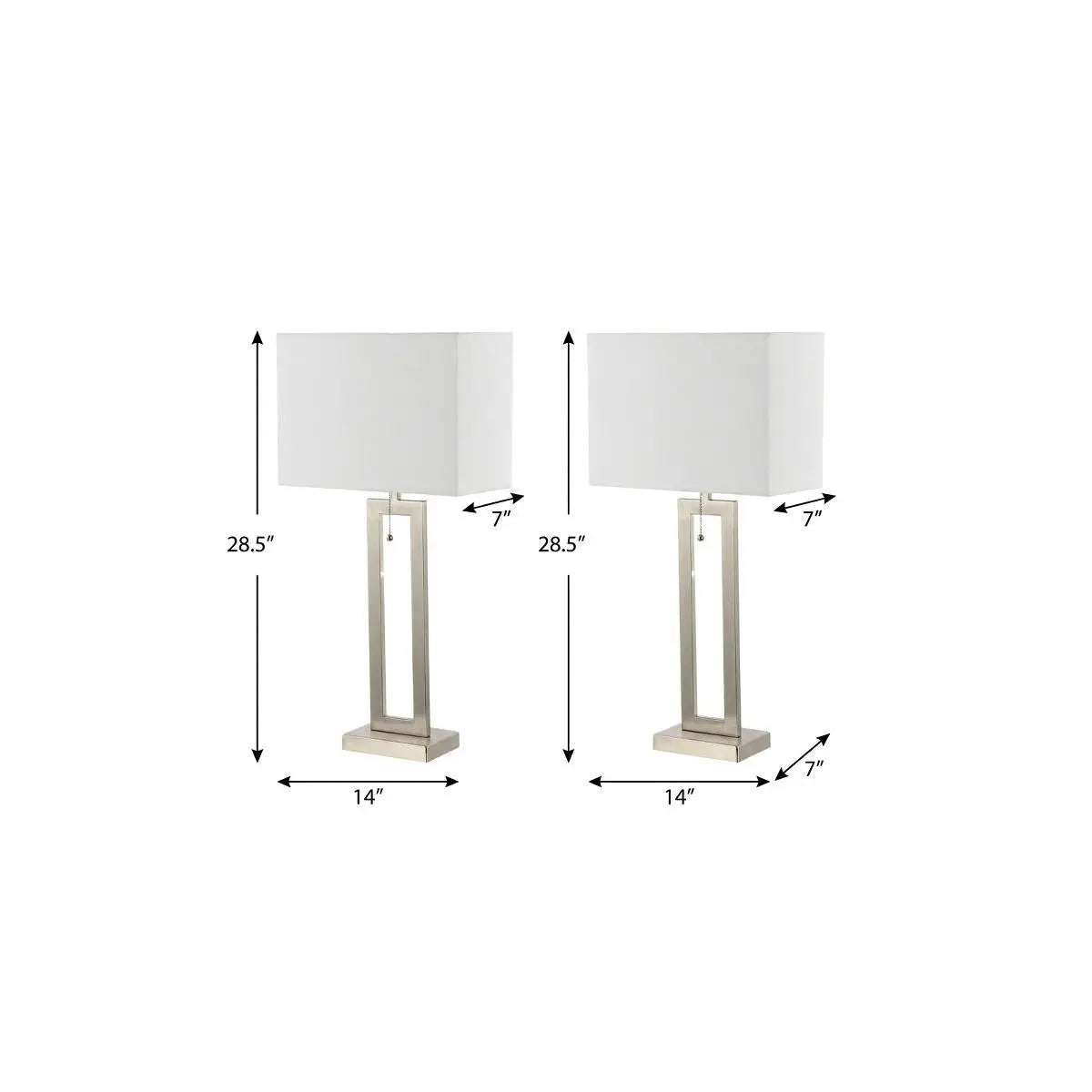 Set of Two 29" Nickel Table Lamps With Shades Homeroots Lighting
