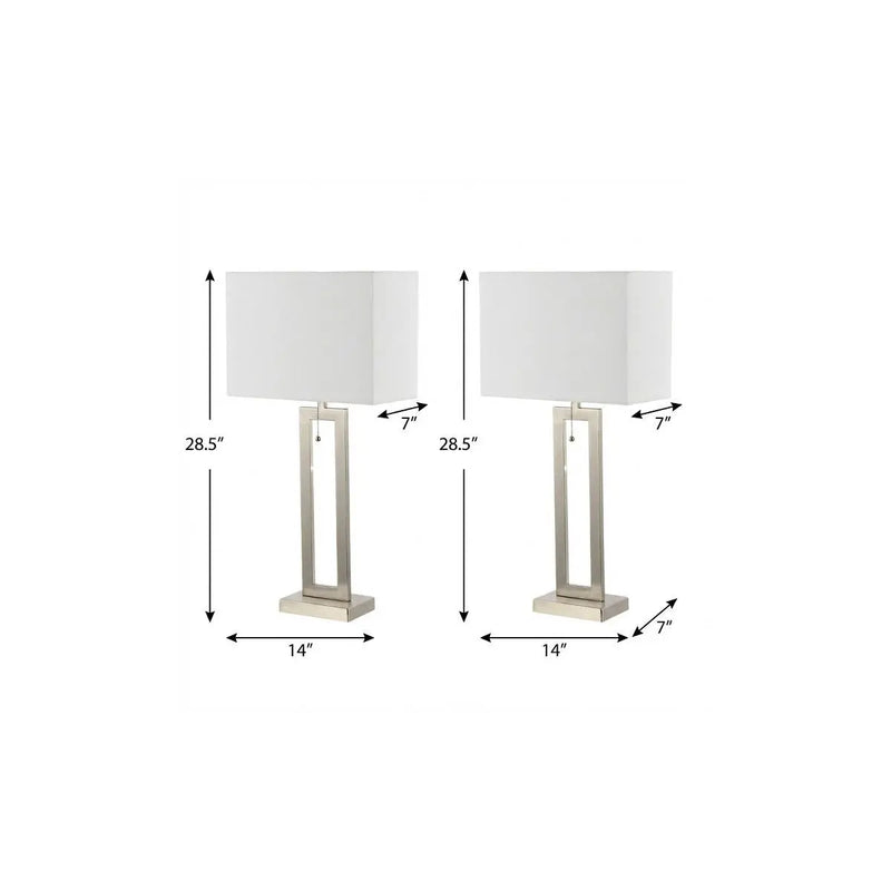 Set of Two 29" Nickel Table Lamps With Shades Homeroots Lighting