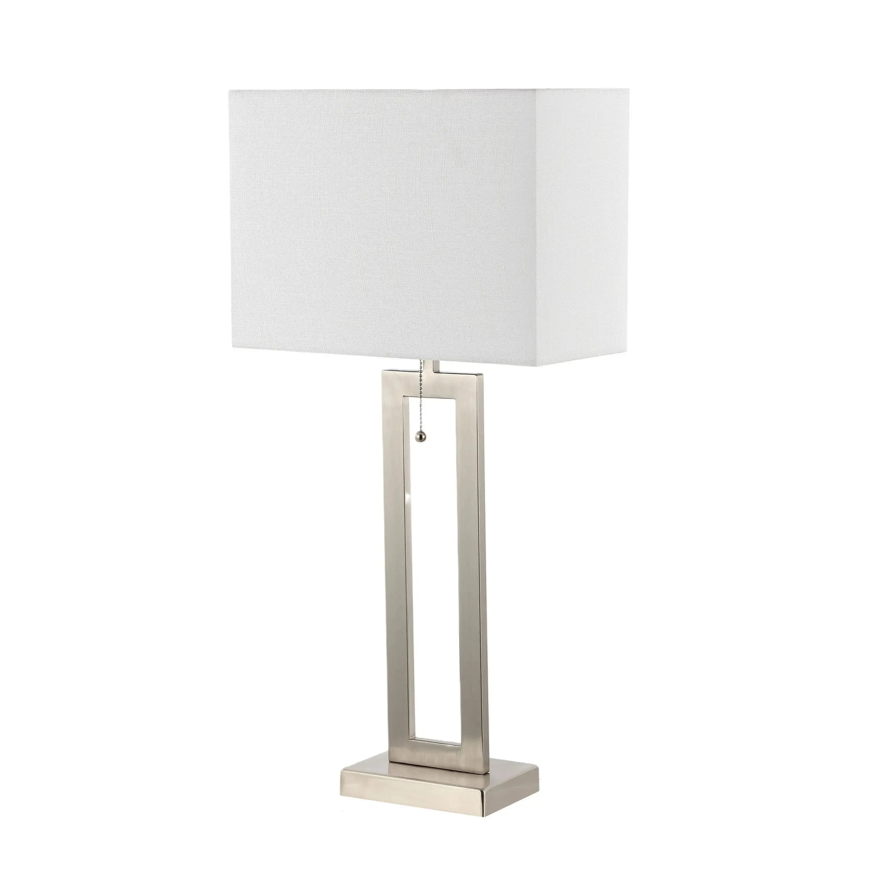 Set of Two 29" Nickel Table Lamps With Shades Homeroots Lighting