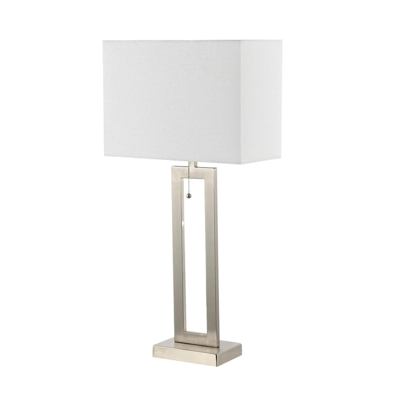 Set of Two 29" Nickel Table Lamps With Shades Homeroots Lighting