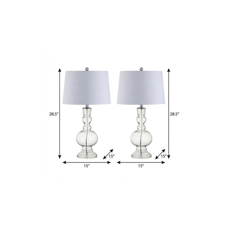 Set of Two 29" Silver Novelty Table Lamps With Drum Shades Homeroots Lighting