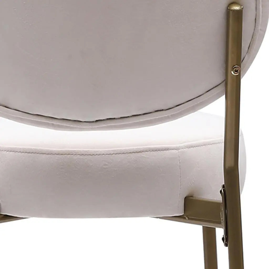 Set of Two 29" White and Gold Velvet and Metal Low Back Bar Height Bar Chairs Homeroots Living Room