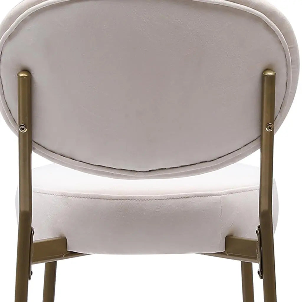 Set of Two 29" White and Gold Velvet and Metal Low Back Bar Height Bar Chairs Homeroots Living Room