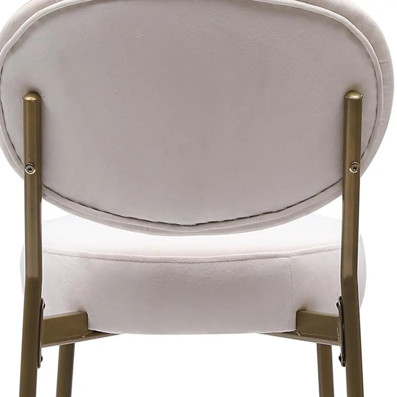 Set of Two 29" White and Gold Velvet and Metal Low Back Bar Height Bar Chairs Homeroots Living Room