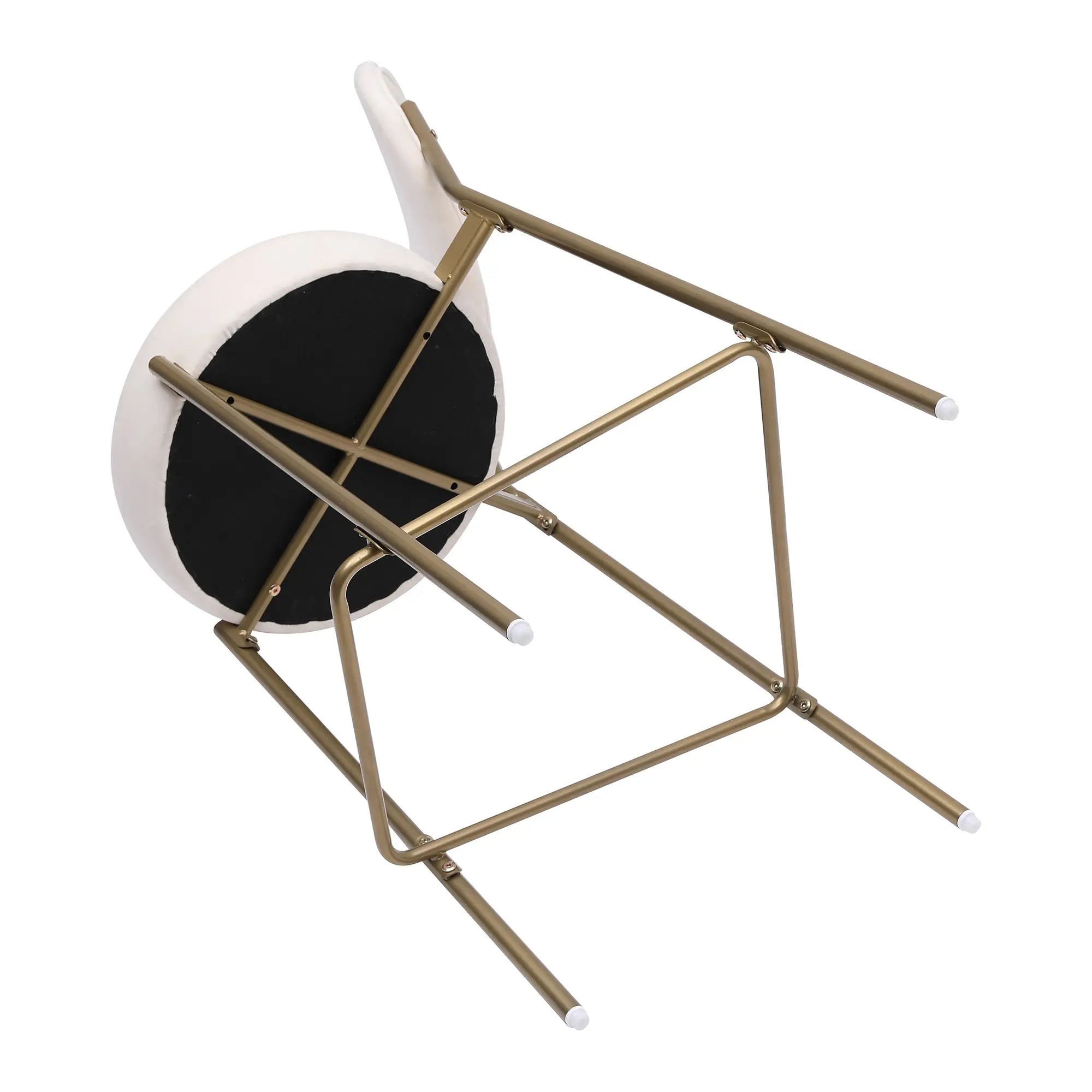 Set of Two 29" White and Gold Velvet and Metal Low Back Bar Height Bar Chairs Homeroots Living Room