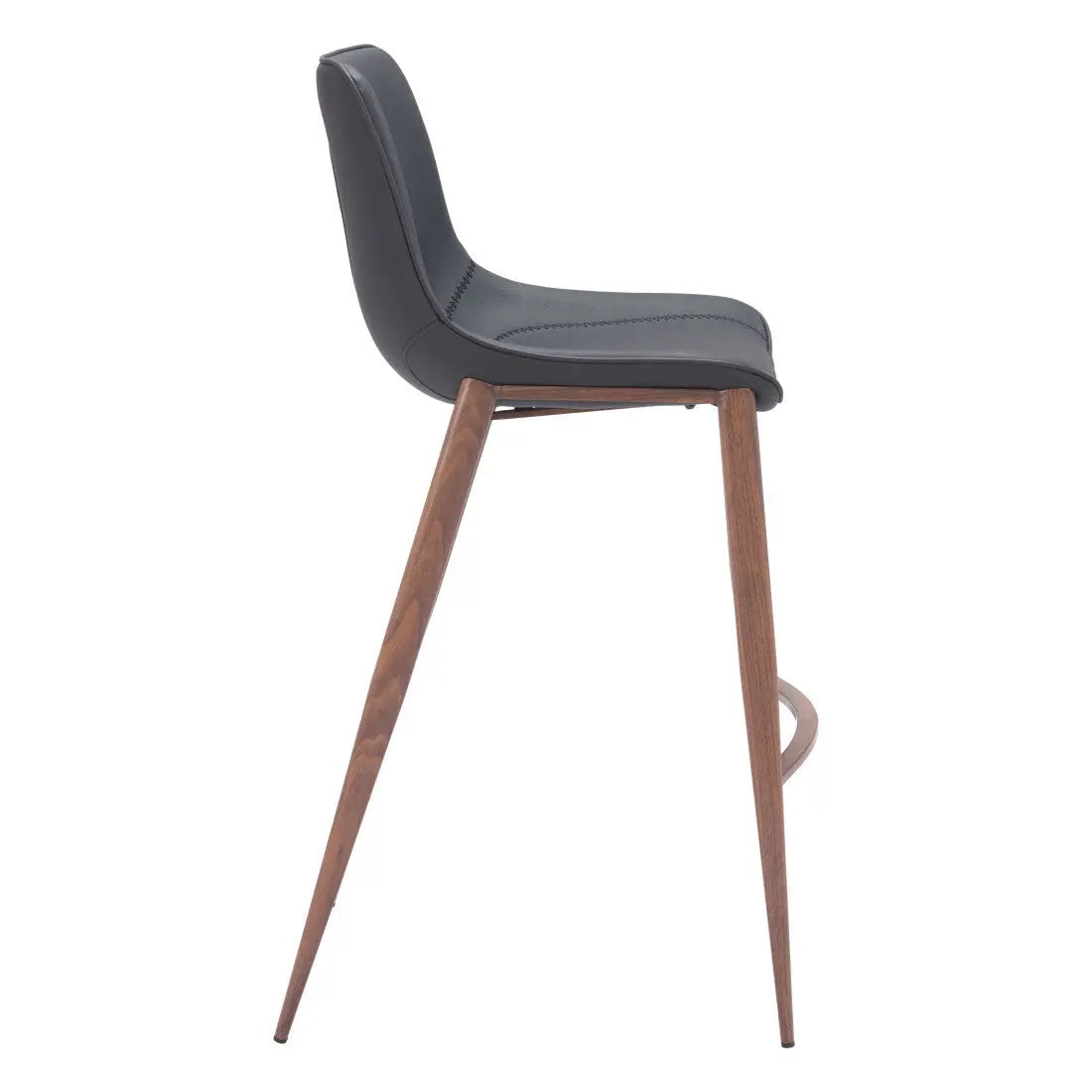 Set of Two 30" Black And Brown Faux Leather And Steel Bar Height Bar Chairs Homeroots Living Room