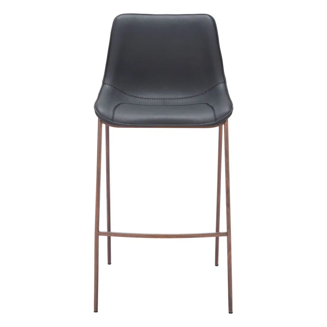 Set of Two 30" Black And Brown Faux Leather And Steel Bar Height Bar Chairs Homeroots Living Room